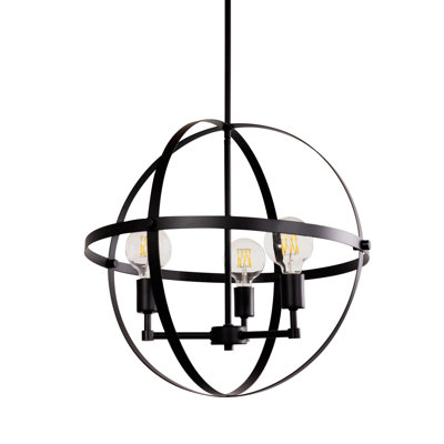 Luminaire suspendu noir à 3 lumières Yariel