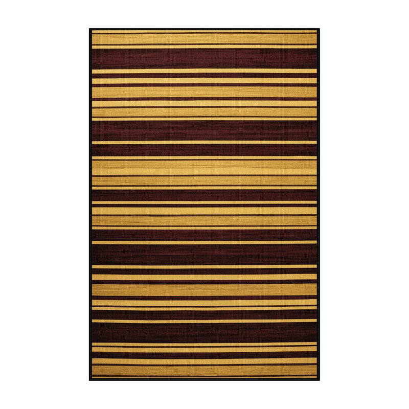 Tapis noir à rayures horizontales lavable à la machine, Rectangle 2 pi x 3 pi