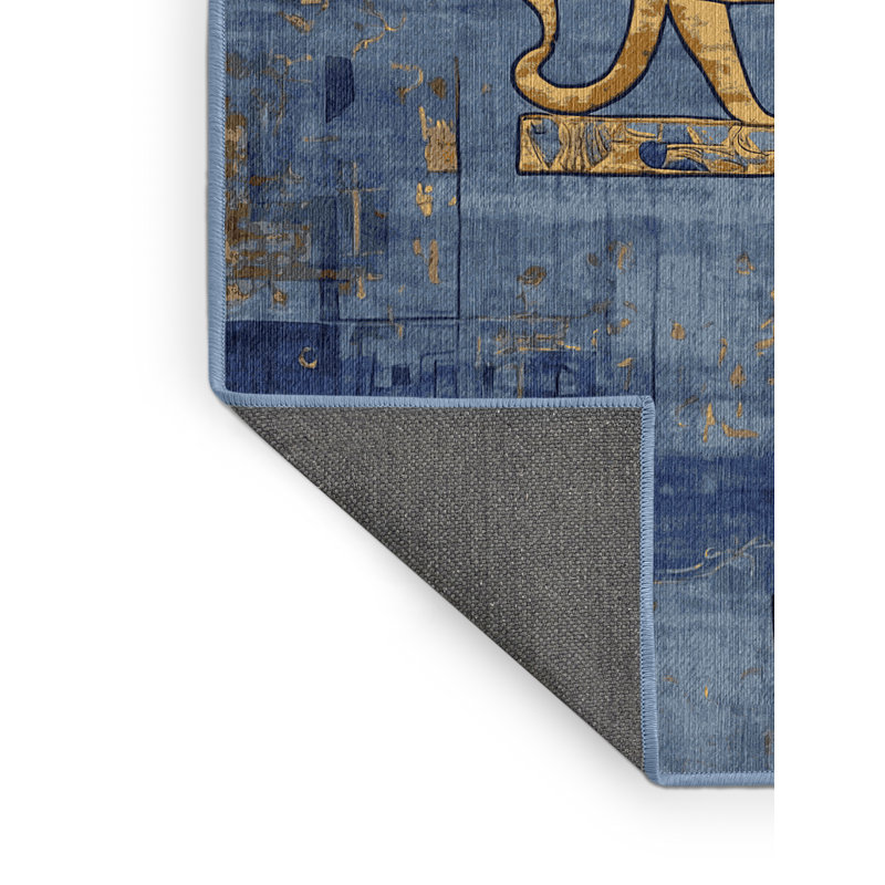 Tapis bleu lavable à la machine, Rectangle 7 pi x 10 pi