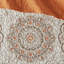 Courtepointe réversible 6 pièces orange - très grand / très grand, style médaillon floral, coussins brodés, 3 taies décoratives et 2 coussins très grand, microfibre, lavable à la machine-120945437-120945436