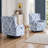 Upholstered Classic Wing Back Manual Handle Swivel Rock Glider Recliner with Naihead Trims-1522077308