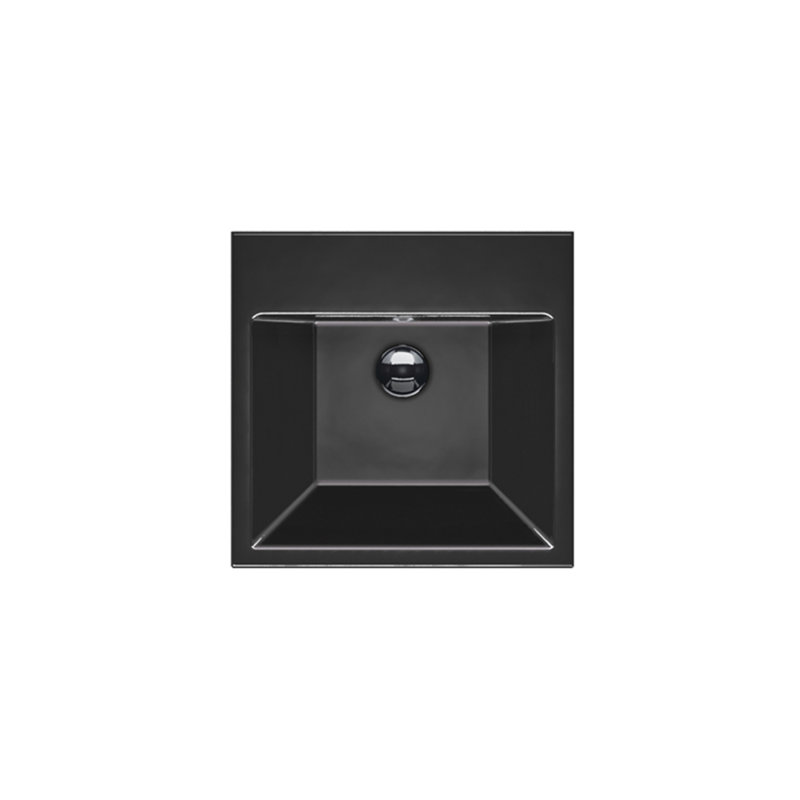 Lavabo de salle de bain mural en céramique 19,69 "Zero 50, 0 trou, Noir