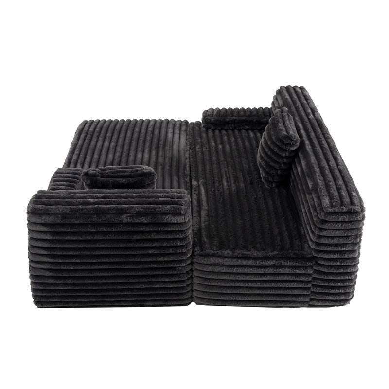 Canapé modulaire 110 po Cloud, Similifourrure noire