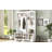 Modern Hallway Hall Tree with Metal Hooks and Storage Space, Multi-Functional Entryway Coat Rack with Shoe Cubbies, White-129607258