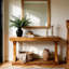 Console de 47,24 po de long en bois de fourrure de style ferme pour le couloir avec tablette-2131596423