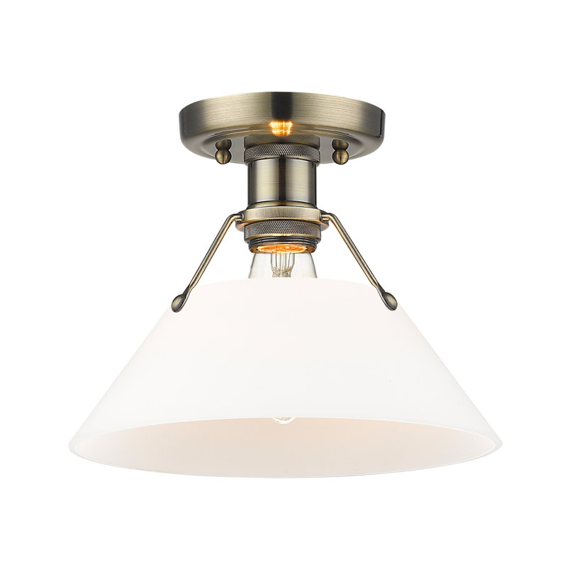 Weatherford Flush Mount, Aged Brass, Opal Glass