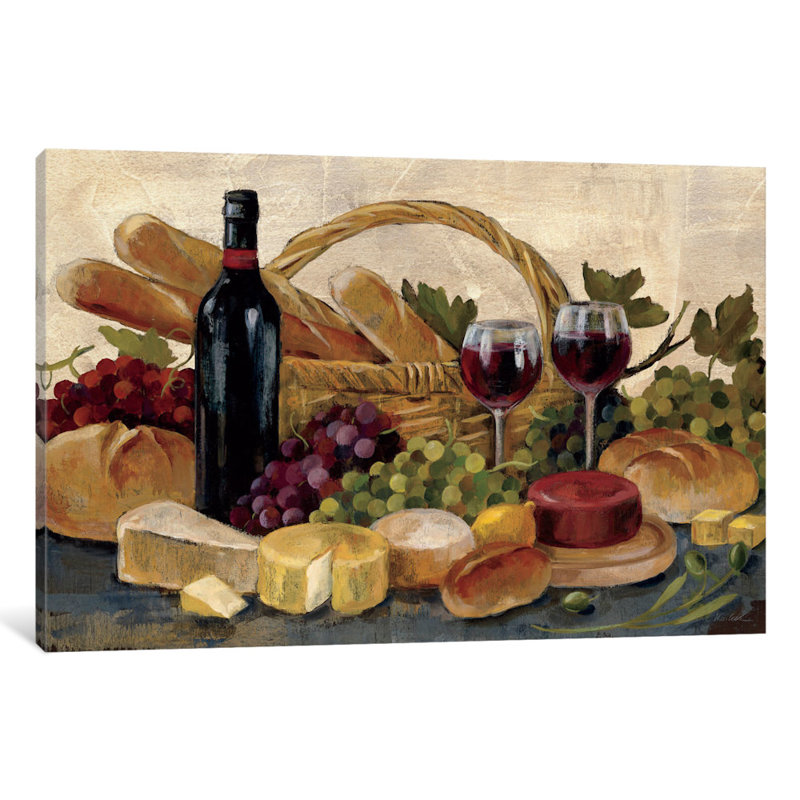 « tuscan soirée wine crop »-impression sur toile tendue, H 40 po x l 60 po x P 1,5 po