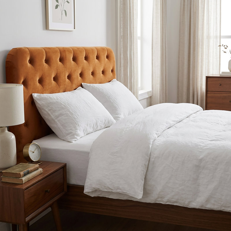 Housse de couette blanche en lin, Queen