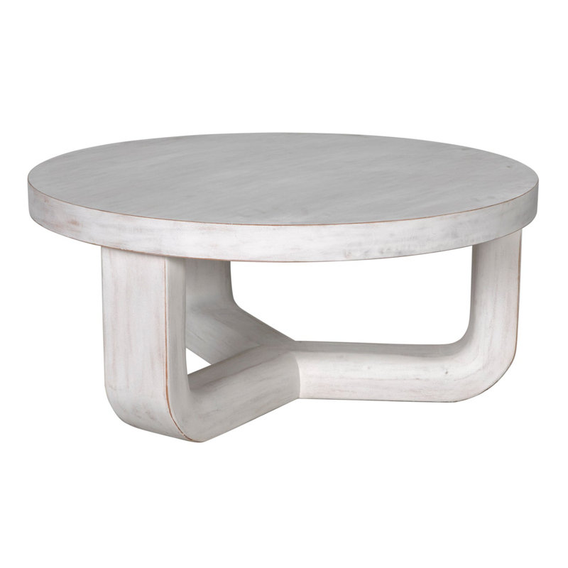 Joel Solid Wood Coffee Table, White Wash