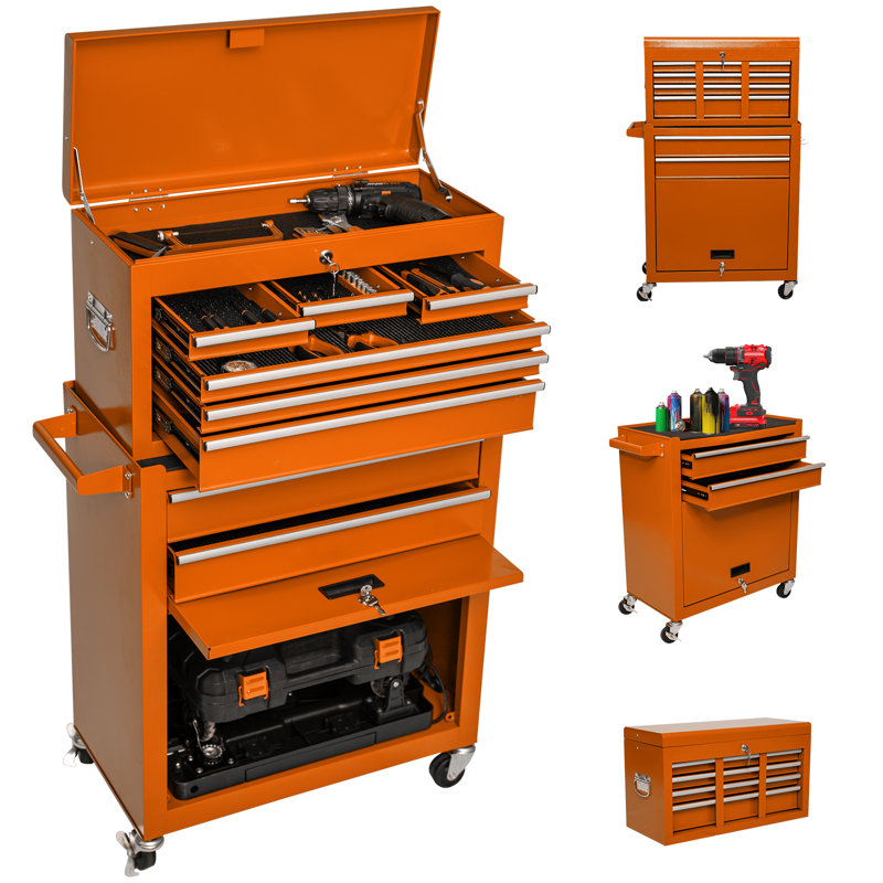 Coffre à roulettes inférieur 8 tiroirs Elberfeld, Orange