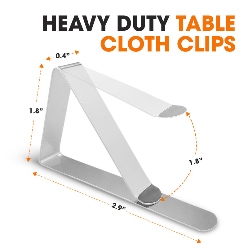 Set of 12 Heavy-Duty Stainless Steel Tablecloth Clips