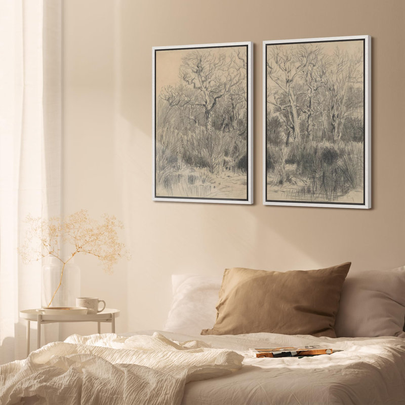 «Timeless Elegance Dual Majestic Trees», 2 pièces, Blanc, H 24 po x l 32 po