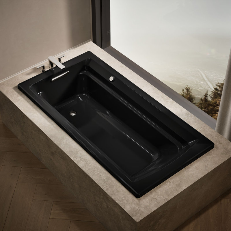 Archer® 72" x 36" Drop  in Air Bathtub, Black