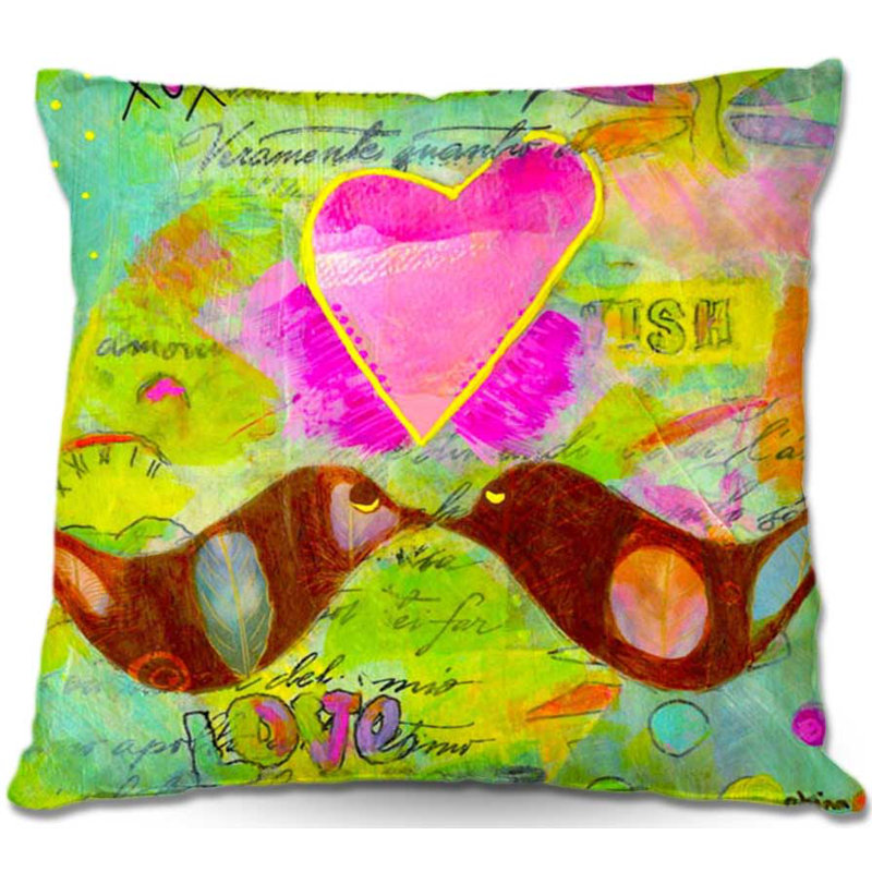 Coussin décoratif oiseaux, H 20 po x l 20 po x P 5 po
