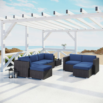 Outdoor Sectional Sofa- Patio Wicker Furniture Set (8-piece)