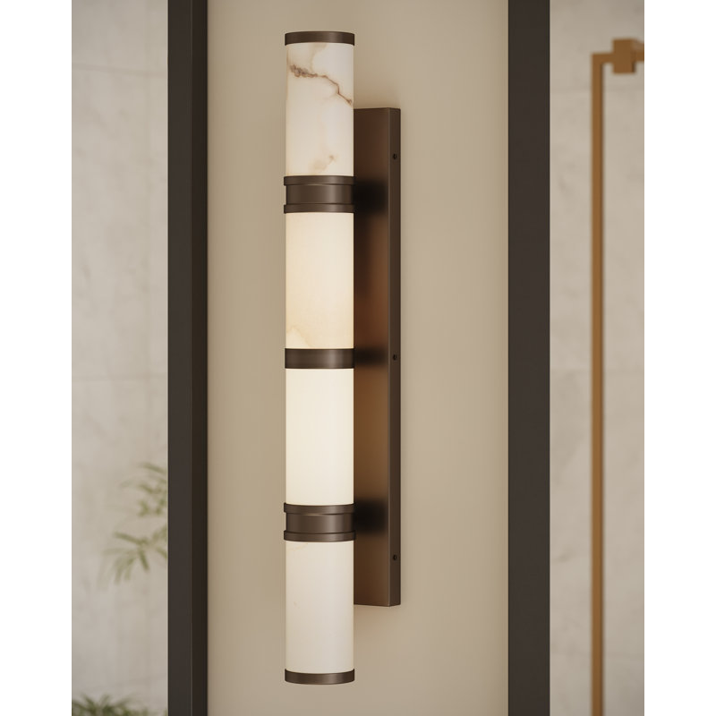 Brenham Wall Sconce, 4.5" H x 28.5"W x 5"D, Natural/Oil Rubbed Bronze, 11