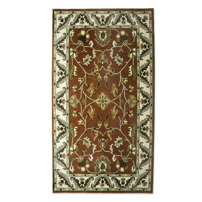 Tapis brun / ivoire en laine touffeté à la main Statesville