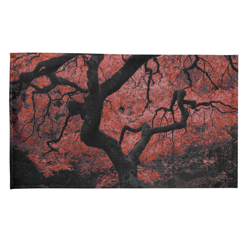 Serviette de thé à arbre d’érable japonais Bourbeau, Polyester sergé, Rouge