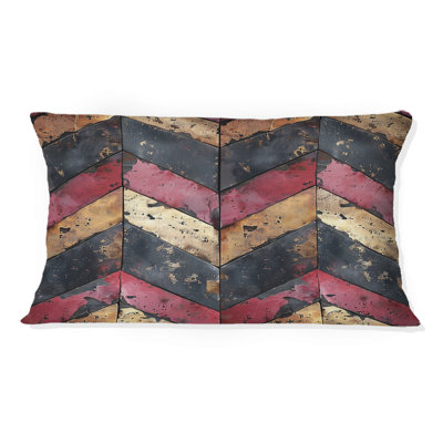 Coussin lombaire transitionnel rose doré à chevrons Glam Charm II