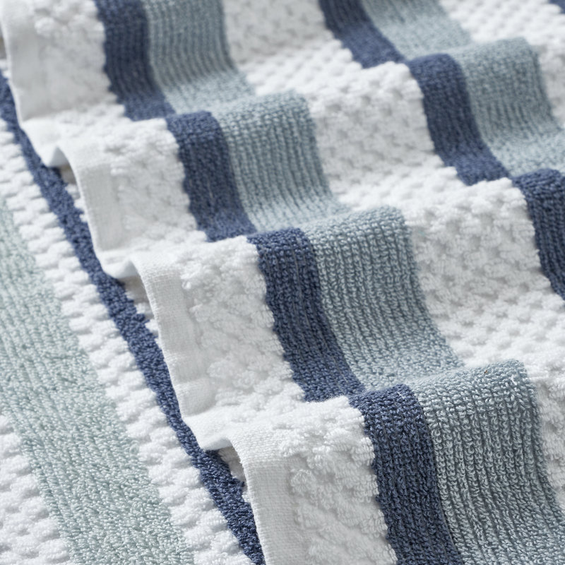 Denim Blue and White Cotton Jacquard Towel Set