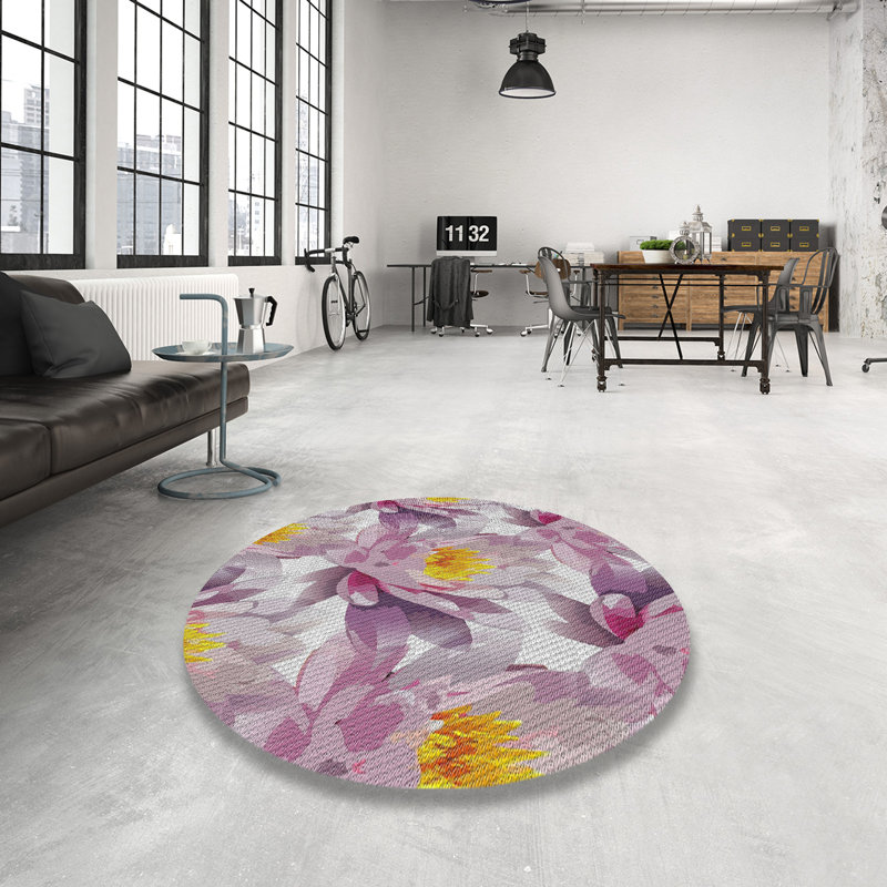 Floral Indoor Rug, Round 4'