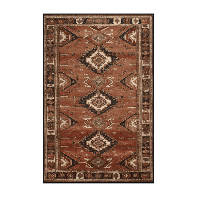 Machine Washable Persian Brown Area Rug, Rectangle 2' x 3'