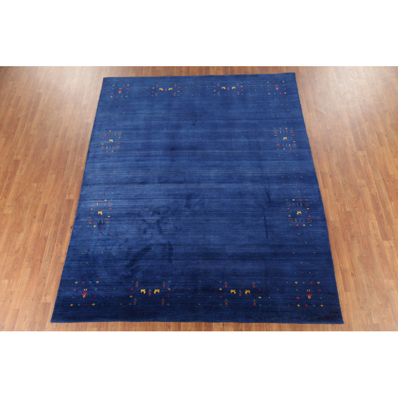 Tapis bleu Indien Gabbeh 8 x 9