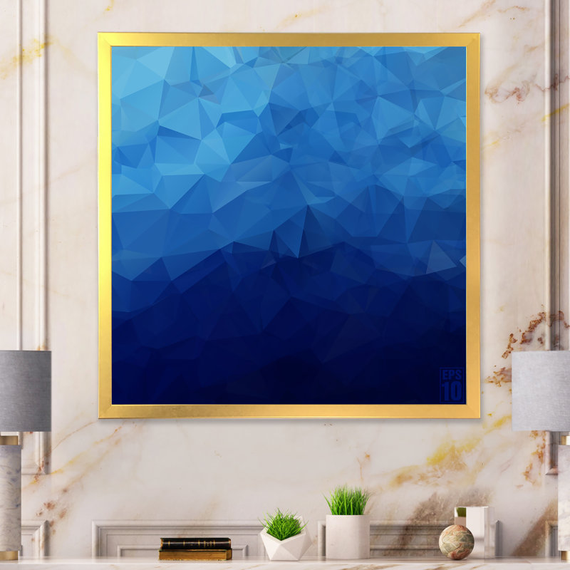 Abstrait géométrique de triangles - sur, H 16 po x l 16 po x P 1 po, Impression dorée sur toile encadrée
