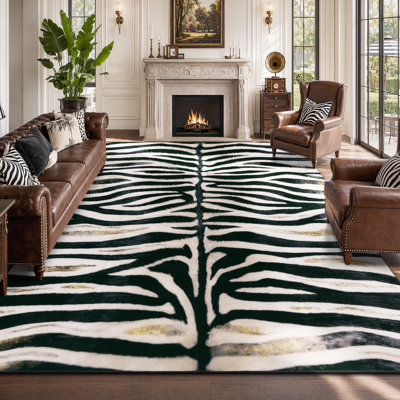 8' x 10' Zebra Stripes Machine Washable Area Rug