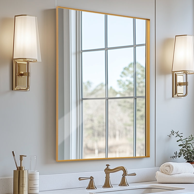 Miroirs muraux rectangulaires, verticaux ou horizontaux, Doré, 36 po x 24 po