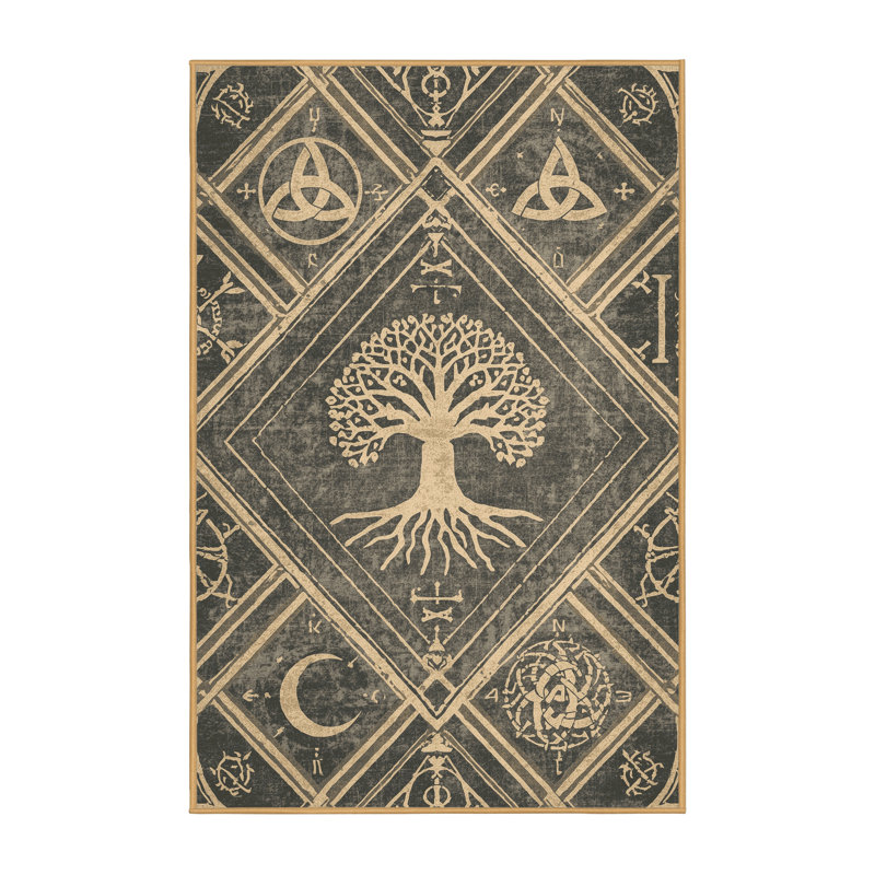 Tapis moelleux moelleux à motif de treillis d'inspiration mondiale Marvine, 6 X 9