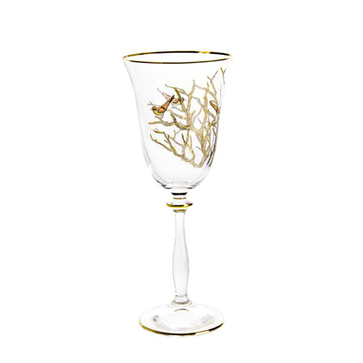 Vivience - 4 verres à eau à motif floral doré, 8,75 oz