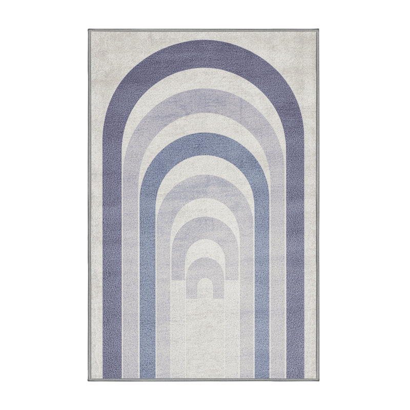 Soft Plush Ferrier Easter Modern & Contemporary Abstract Area Rug in Gray – Gray Binding, 5x7