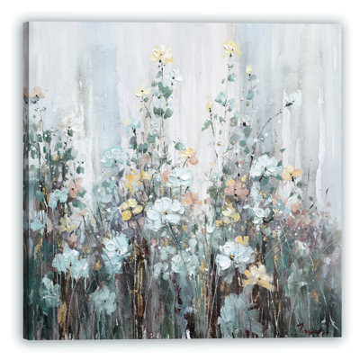 Fleurs dans le coin - peinture sur toile tendue