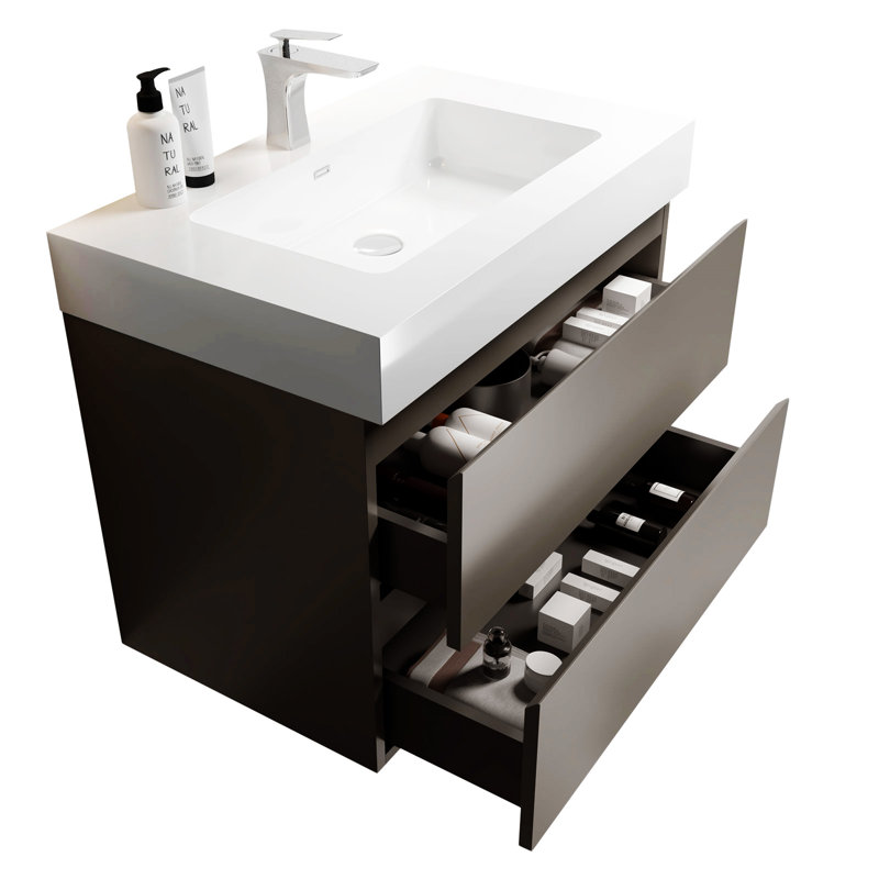 Meuble-lavabo de salle de bain 30 po avec tiroir Alice, Gris