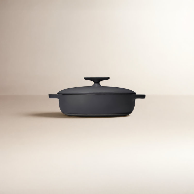 Caraway 3.5Qt Enameled Cast Iron Braiser W/ Domed Lid, Charcoal
