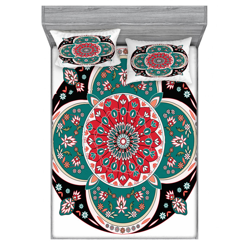 Microfiber Floral Sheet Set, Queen Sheet Set with Fitted Sheet