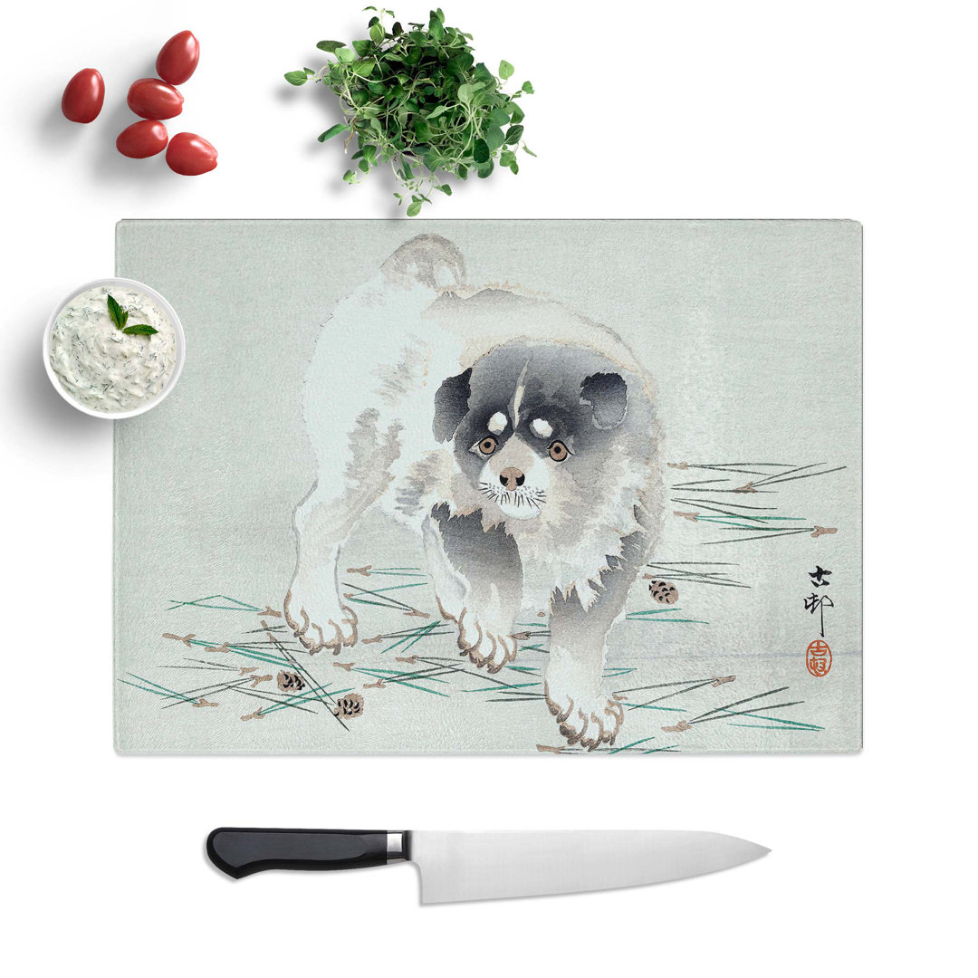 Tempered Glass Young Dog by Ohara Koson Chopping Board
