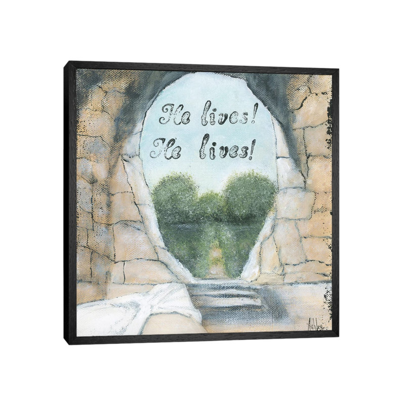 He Lives by Ashley Bradley - Painting on Canvas, 93.98 cm H x 93.98 cm W, Black Framed