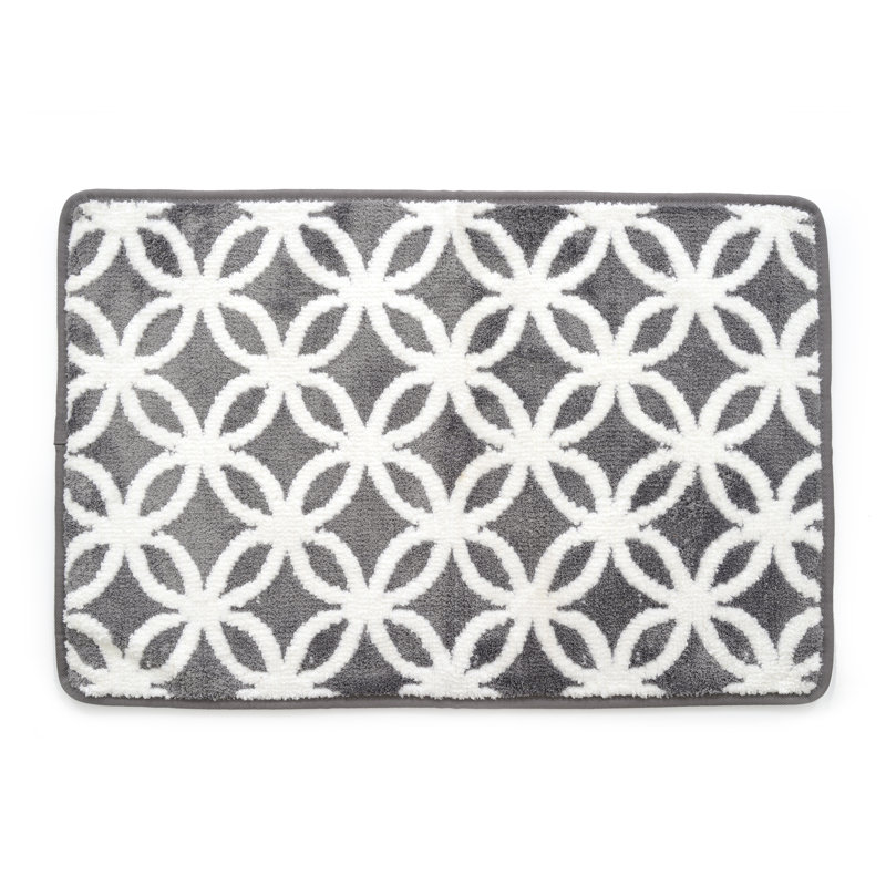 Tapis pour salle de bain en polyester à poils de bonneterie ultra-pelucheux Pizano, Gris