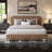 Modern Bed Frame with Rounded Corners and Headboard, Low Profile Platform-1432739832-1467984864