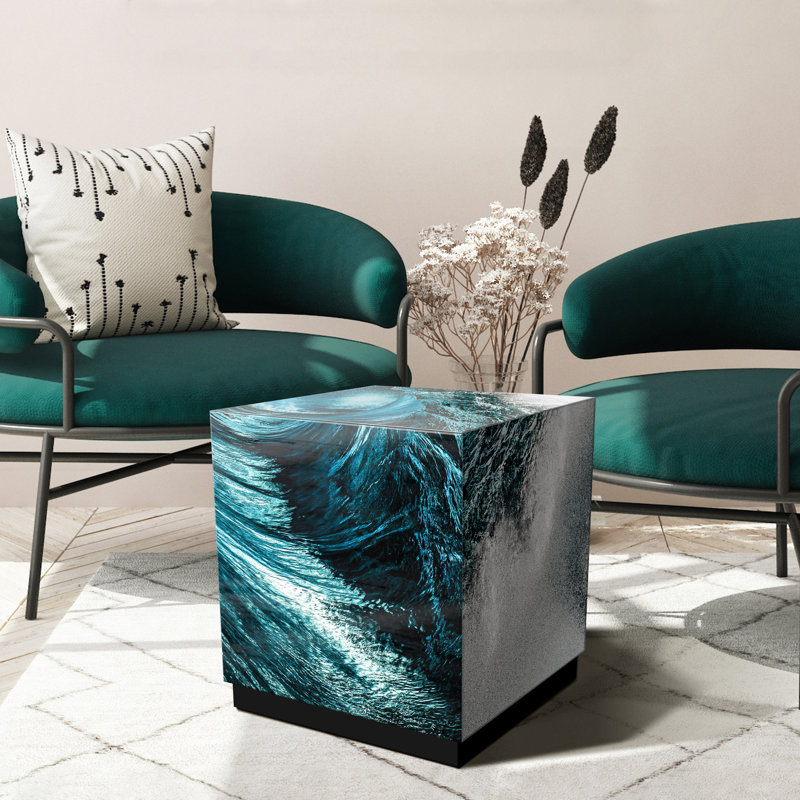 Table de bout en verre avec base noire