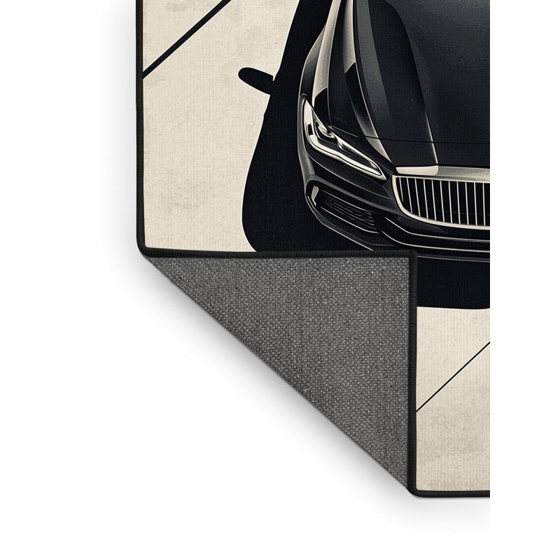 Soft Plush Eddleman Luxury Sedan Posh & Luxe Area Rug in Beige – Black Binding, 6x9