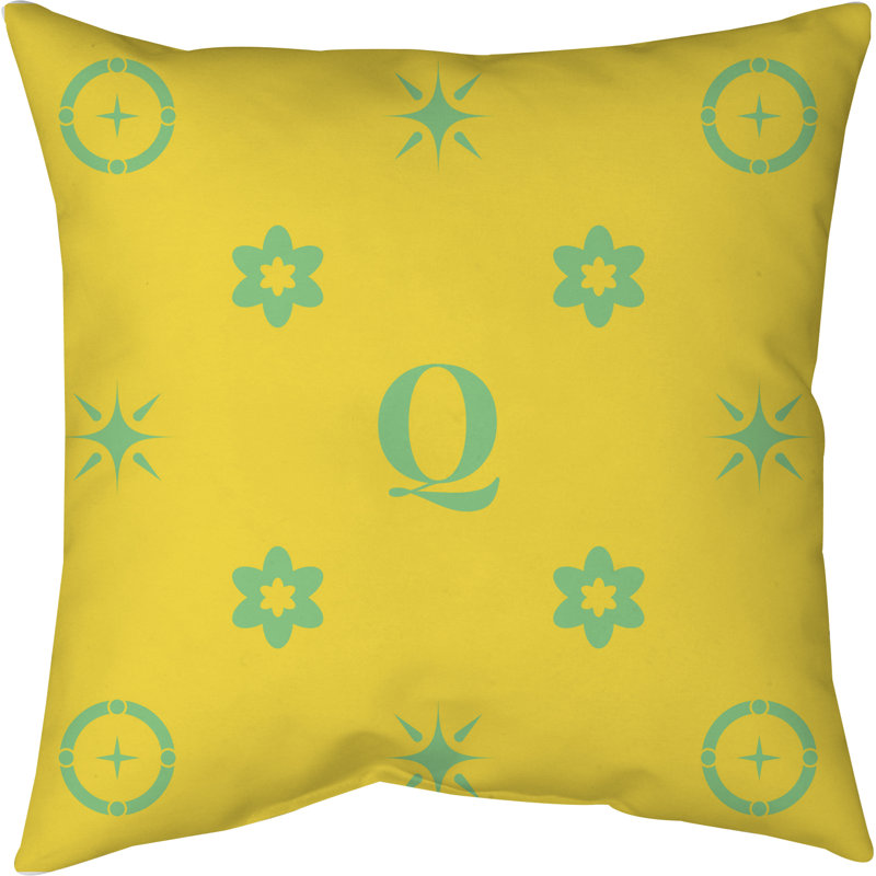 Coussin en polyester Spun, Bleu / Jaune, Oui