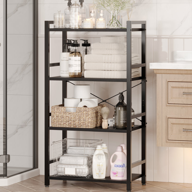 Industrial Bookcase, Metal Small Bookcase, Rustic Etagere Book Shelf Storage Organizer for Living Room, Rustic Brown