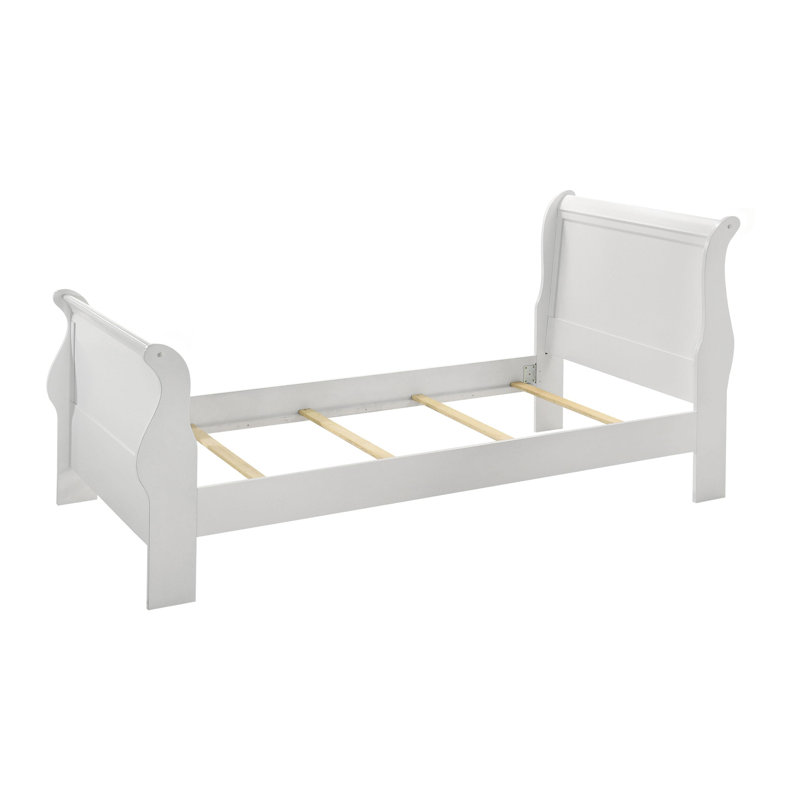 Lit-bateau en bois blanc, Simple