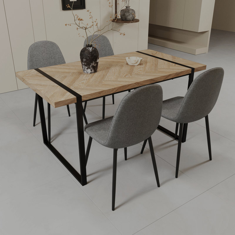 Ensemble de table de salle à manger en bois aggloméré et de salle à manger moderne 4 pièces, ensemble de table de salle à manger en bois de style médiéval