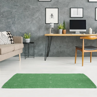 Tapis vert/blanc fait main