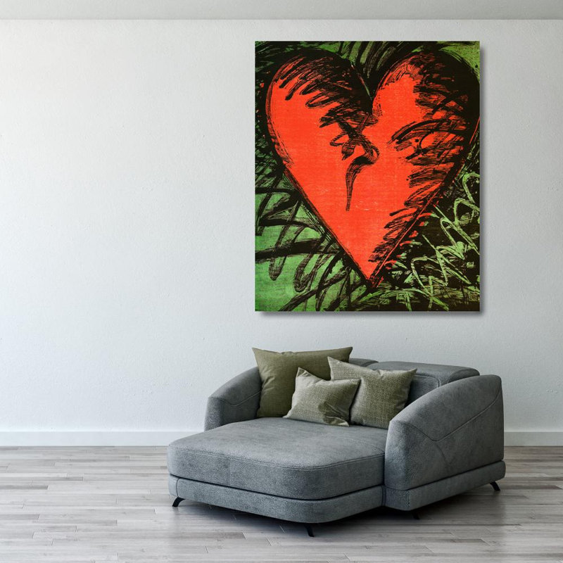 Rancho Woodcut Heart, H 34 po x l 28 po