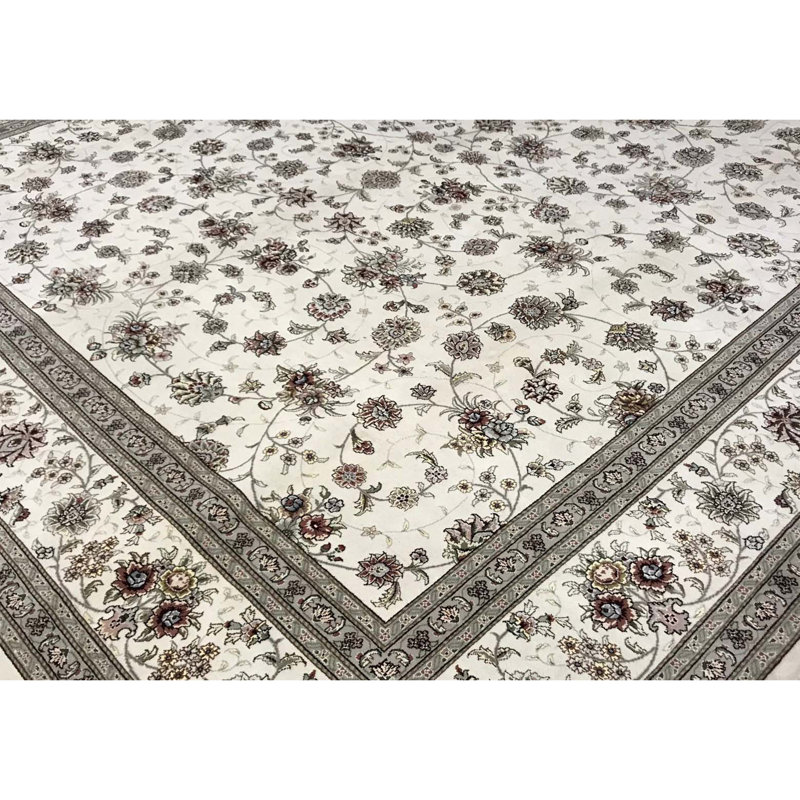 Tapis gris de haute qualité noué à la main